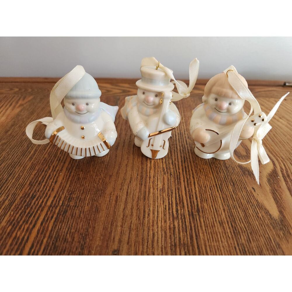 LENOX STAND ABOUTS SNOWMAN SET OF 3 CHRISTMAS ORNAMENTS